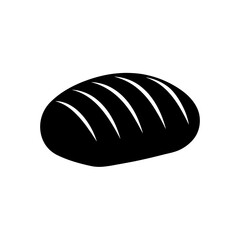 Silhouette image of a loaf bread on transparent background