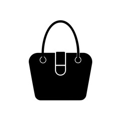 Simple black handbag illustration on transparent background silhouette