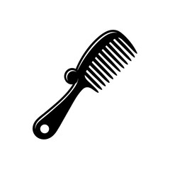 Illustration of a black comb tool on transparent background silhouette