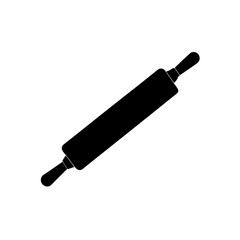 Simple black rolling pin drawing on transparent background silhouette