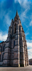 Historic Stone Church Tower with Spire