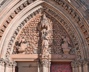 Gothic Stone Carvings and Statues on Archway