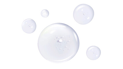 Gel serum texture. Clear skin care liquid drops. Cosmetic product swatch isolated on white background