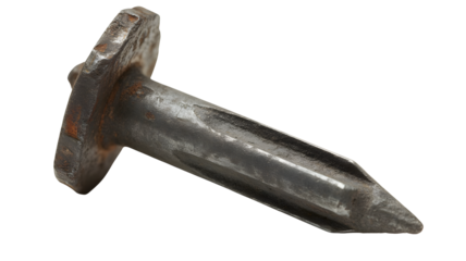 Detailed view of vintage metal nail, perfect for showcasing craftsmanship, rustic charm, or industrial themes in a unique and compelling way