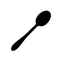 Simple black and white spoon art on transparent background silhouette