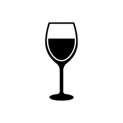 Simple black wine glass graphic art on transparent background silhouette