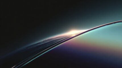 Brilliant celestial edge illuminates dark expanse with vibrant refracted light