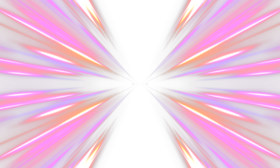 Neon stripes in the form of drill, turns and swirl. Panoramic high speed technology concept, neon lines on white transparent background in PNG format.	