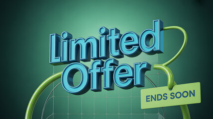 Grab incredible deals now Limited Offer Ends Soon dynamic 3D text creates urgency for your next promotion or sale