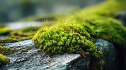 Naklejka premium Green moss stone texture