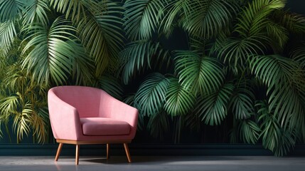 Fototapeta premium Pink armchair tropical room