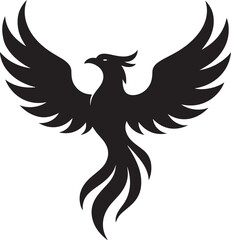 Isolated phoenix icons, phoenix with wings spread wide, mythical flying bird, flame symbol design, editable vector phoenix art, fantasy buyers