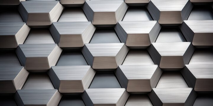 Abstract Geometric Pattern of Interlocking Hexagonal Shapes in Grey - Powered by Adobe