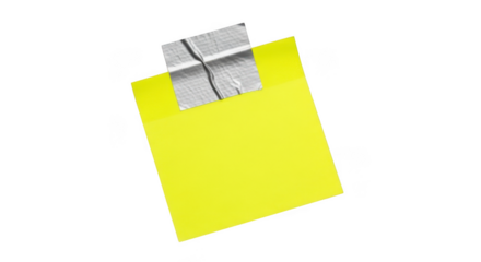 Yellow sticky note with tape isolated on transparent background