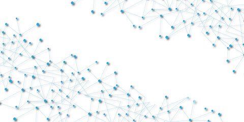 Technology abstract white digital background of connected dot with blue line .many squares and rectangle shapes .Internet connection network high digital technology with connecting points and