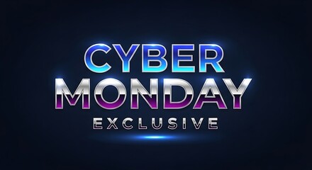 Cyber monday exclusive text with gradient effect on transparent background cyber monday design
