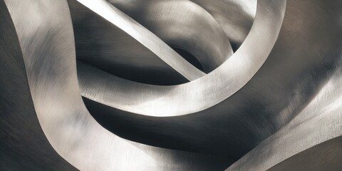Dynamic abstract curved architectural forms with light and shadow interplay.