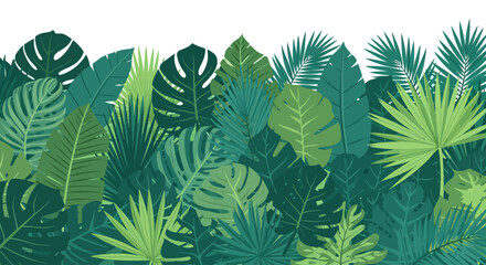Lush Tropical Jungle Leaves Vector: Exotic Foliage Border & Botanical Background
