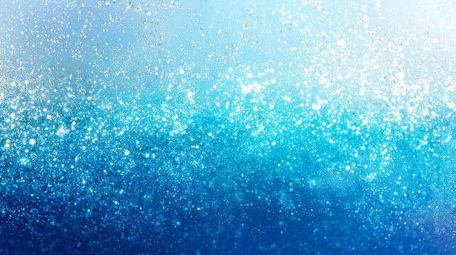 きらめく雪と光が舞う青いグラデーション背景