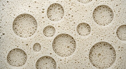 Textured Geometry,  A Close-Up of a Beige, Perforated Surface with Circular Indentations and a Dotted Pattern