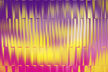 Abstract textured background with vertical stripes in gradient purple and yellow hues