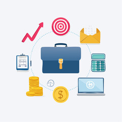 Financial Portfolio Management Concept with Business and Investment Icons