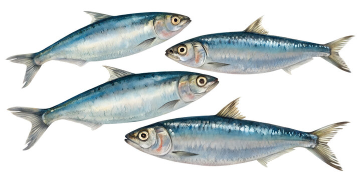 Sardines PNG Set &ndash; Realistic Small Fish Isolated on Transparent Background