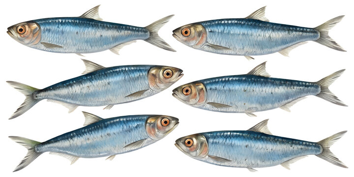 Sardines PNG Set &ndash; Realistic Small Fish Isolated on Transparent Background