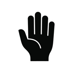 Obraz premium Hand gesture silhouette icon, open palm with fingers, on white background