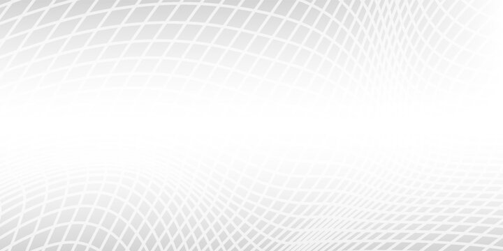 Grey backdrop with dynamic square halftone. Wavy grey square halftone background. Abstract monochrome illustrated graphic design.