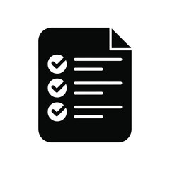 Checklist icon illustration of form with check marks on white background