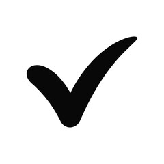Hand Drawn Black Check Mark Icon Silhouette on a White Background