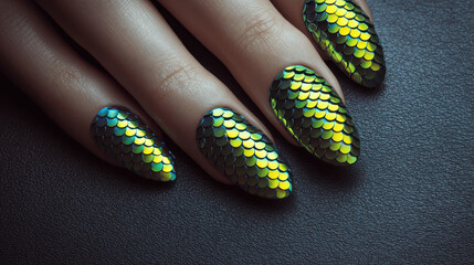 Dramatic Dragon Scale Nail Art