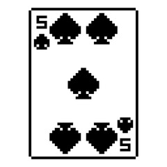 5 of Spades Playing Card Pixel Art