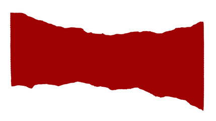 Red torn paper on transparent background. Creative abstract design with bright red color and ripped texture, for modern layout, copy space, advertising, or graphic design concept.
