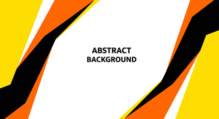 Abstract geometric background with sharp yellow, orange, and black shapes framing a central white space, ideal for modern design projects and presentations.