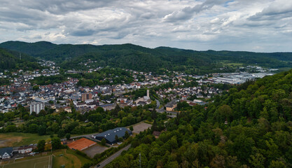 Aerial View of Lush Valley and Town