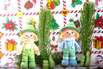 Christmas landscape with gifts and snow. Merry christmas and happy new year . Christmas celebration holiday background