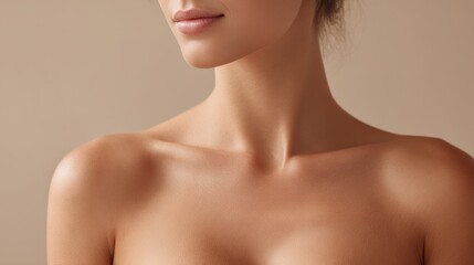 Female Portrait Showcasing Toned Body with Natural Skin in Gentle Light Emphasizing Beauty and Minimalism for Artistic Expressions