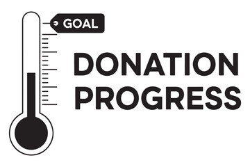 Donation progress thermometer isolated on white background, visually tracking fundraising efforts and motivating donors to contribute towards achieving the set goal