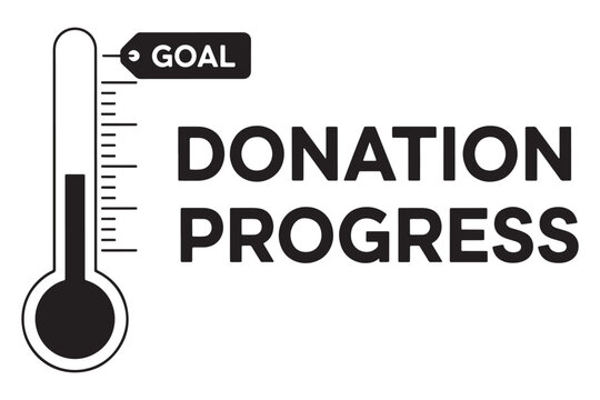 Donation progress thermometer isolated on white background, visually tracking fundraising efforts and motivating donors to contribute towards achieving the set goal
