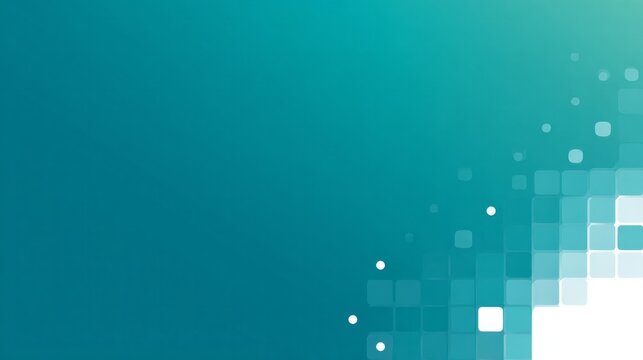 Abstract teal background featuring scattered geometric shapes with gradient illumination