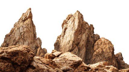 A majestic, snow-covered mountain peak isolated on a transparent background. perfect for outdoor