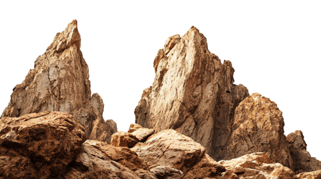 A majestic, snow-covered mountain peak isolated on a transparent background. perfect for outdoor 