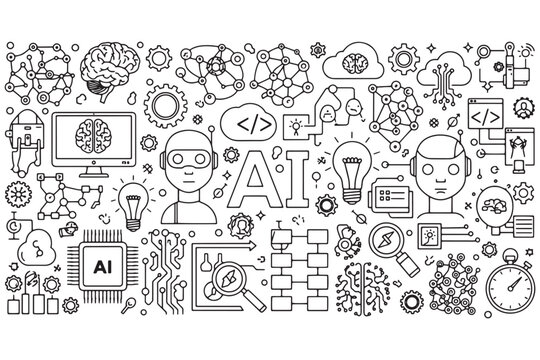 Artificial intelligence concept isolated on white background a visual representation of ais transformative power across various industries