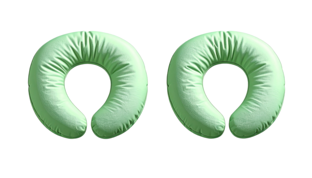 Soft ergonomic travel neck pillow in U-shape isolated on transparent background - Powered by Adobe