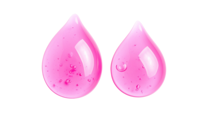 Shimmering pink cosmetic gel floating isolated on transparent background