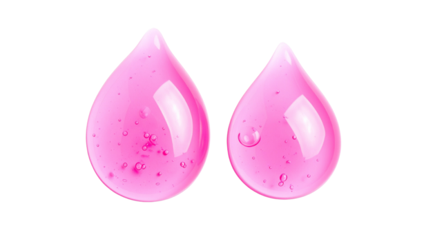 Shimmering pink cosmetic gel floating isolated on transparent background