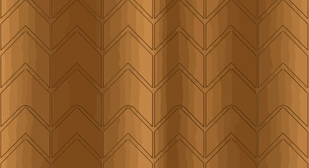 Abstract geometric pattern of interlocking chevrons in varying shades of brown