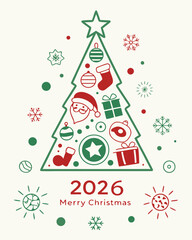 🎄 Festive set of Christmas trees with gifts and snowflakes for a new year holiday greeting card design